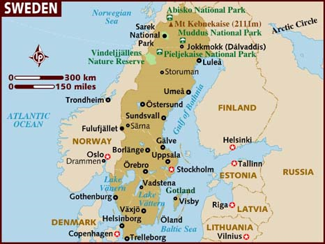 map of Sweden Scandinavia